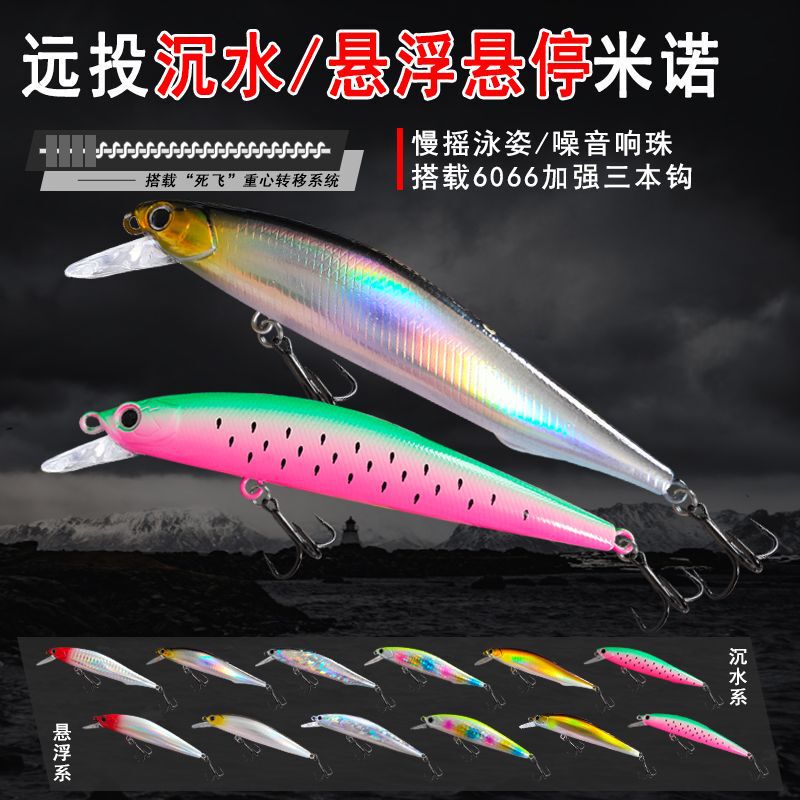Long-Distance Casting Fishing Tackle: Silver Minnow Lure with Three Hooks, Sinking Minnow, Dead Fly System Fishing Gear