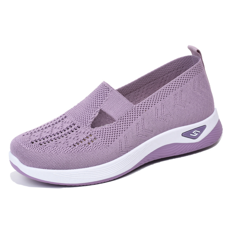 Zapatos de mujer hechos a medida, zapatos planos sin cordones de tejido ligero para mamás, directamente del fabricante, zapatos de tela ligeros y cómodos para mujer.