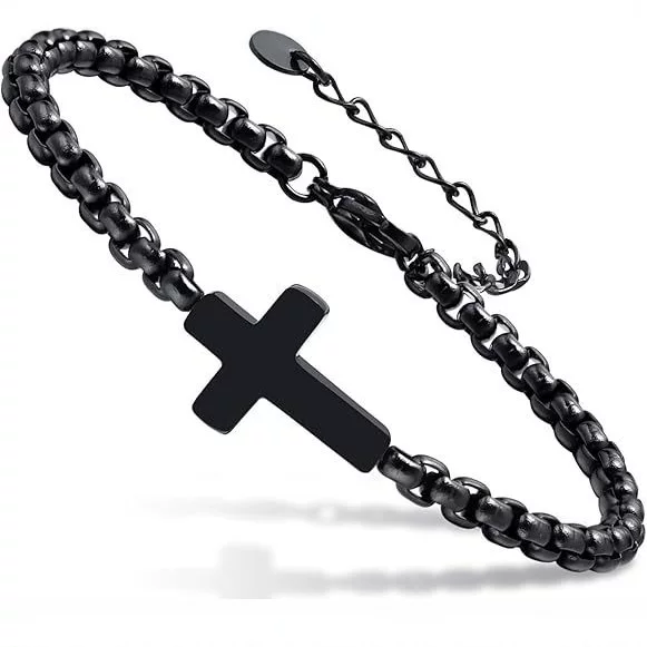 European and American Cross-Border Hot-Selling Export Jewelry Supply Wholesale Personalized Stainless Steel Cross Bracelet Holy Knight Bracelet