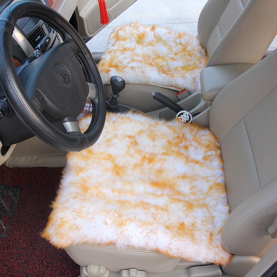 Pure Wool Car Seat Cushion Without Backrest Three-Piece Set Front and Rear Single Piece Square Cushion Fur Integrated Whole Goatskin Fur Cushion