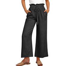 M 29321 Elastic Waist Tie Wide Leg Pants �ɽ�ϵ�����ȿ�