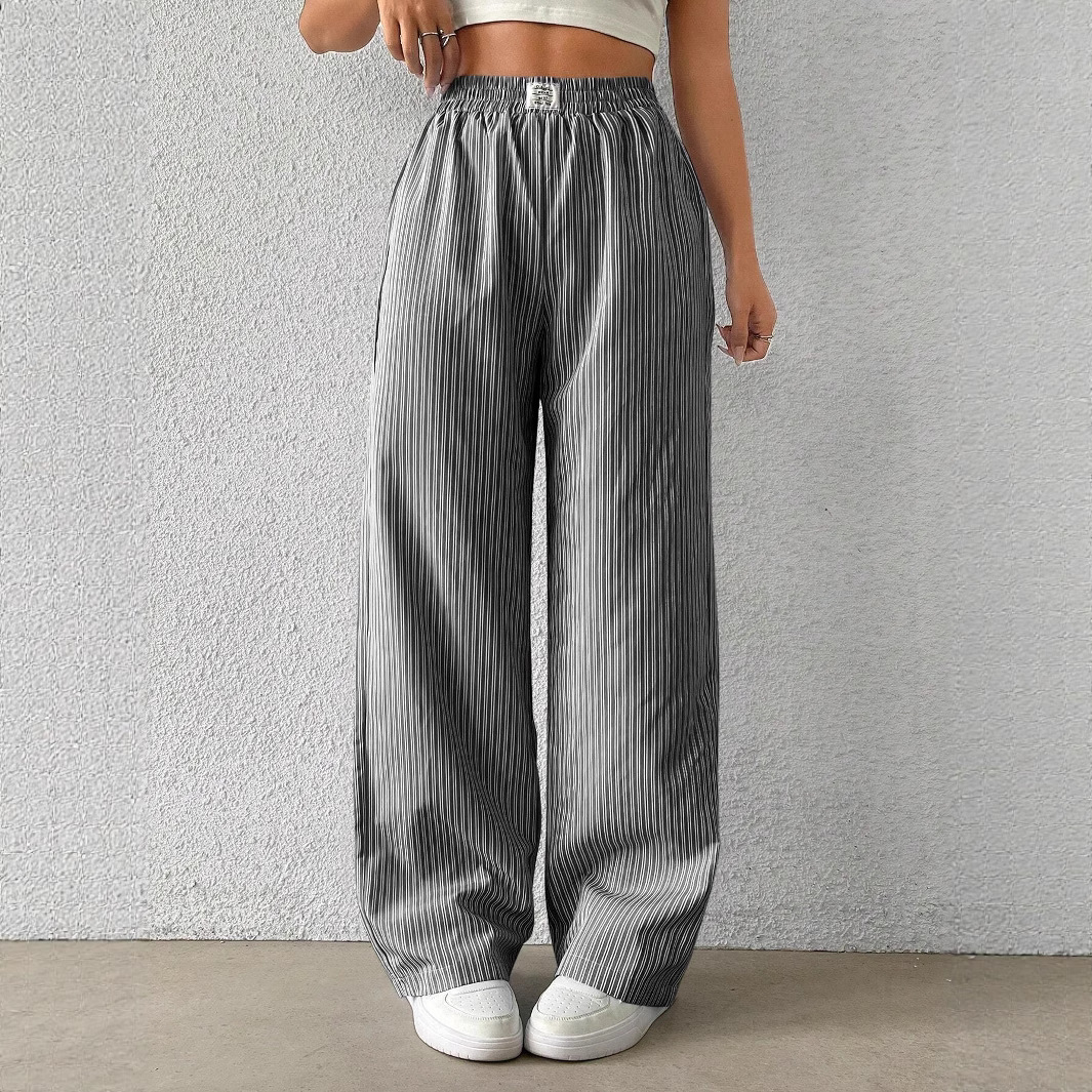 Women's Striped Wide Leg Trousers High Waist Casual Street Fashion Loose Fit American Style 2026 Hot Selling_ecoleips.com