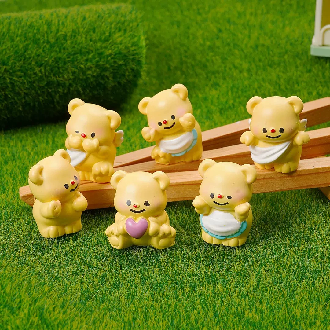 Милый масляный медведь, мох, кремовый клей, аксессуары, микропейзаж, креативные украшения, мини-автомобиль, настольные украшения