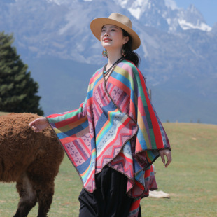 Ethnic Style Shawl Travel Wearing Scarf Women's Blanket Lijiang Yunnan Wearing Warm Cloak Cloak Xinjiang Xizang