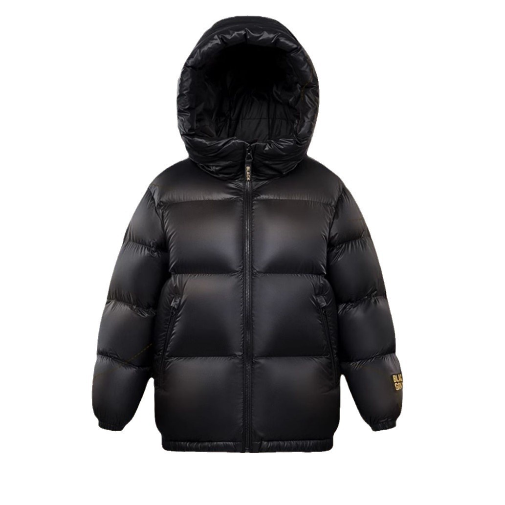 Chaqueta auténtica de plumón para niños, niños, niñas, chaqueta de terciopelo blanco para bebés, chaqueta corta de oro negro grueso
