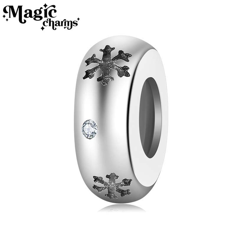 Christmas Jewelry Making S925 Sterling Silver Snowflake Spacer Beads Christmas Bracelet Diy Accessories Female Gift String Jewelry Positioning Beads_voghion.com