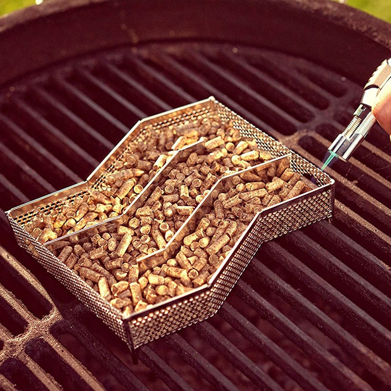 Амазонка нержавеющая сталь копченая сетка нерегулярная корзина для барбекю бекон опилки сетка для барбекю Плита барбекю копченая сетка для барбекю