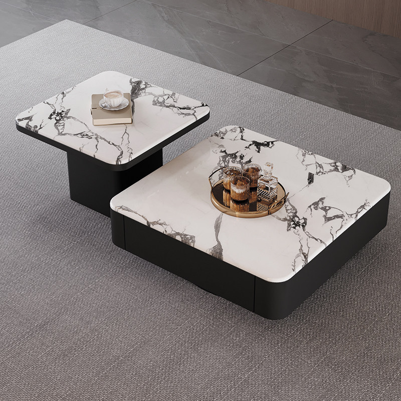 Mesa de té de lujo ligera italiana de tabla de roca moderna y simple sala de estar diseñador de alta sensación de mesa de té de mesa de té
