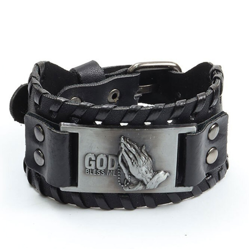 Temu hot sale cross-border Viking Palm wide leather bracelet men's leather jewelry European and American punk fashion Temu hot sale cross-border Viking Palm wide leather bracelet men's leather jewelry European and American punk fashion