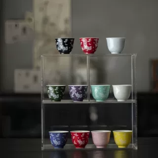 原矿色釉立体堆白陶瓷主人杯功夫茶具家用茶杯品茗杯单杯喝茶小杯