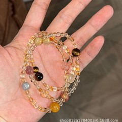 超强招财天然黄水晶金发晶三圈多宝手串时尚百搭水晶手饰高级感女