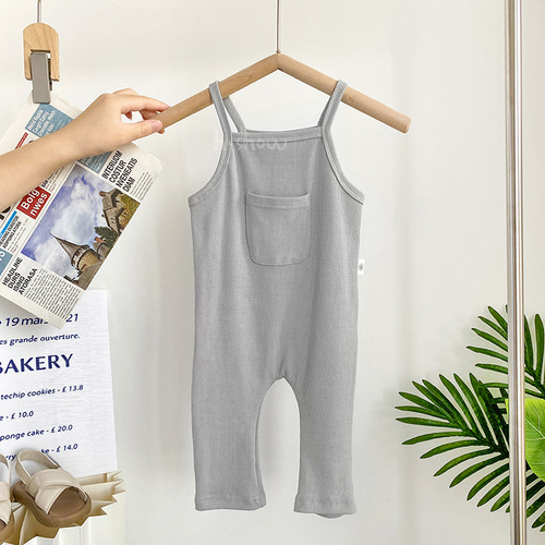 Spring and Autumn Season Baby Sling Pants Korean Style Hairy Climbing Suit Casual Pants for Boys and Girls Cute One-piece Long Pants 0038