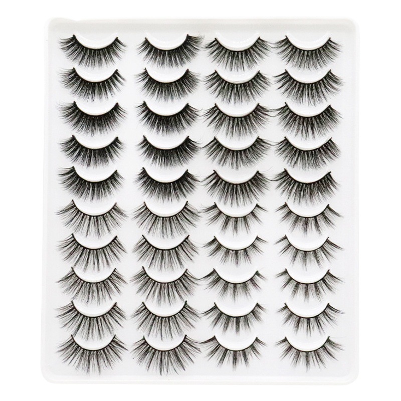 Una variedad de comercio exterior transfronterizo 20 pares de fibra cruzada gruesa natural de tallo duro pestañas postizas estilo mixto separado en stock