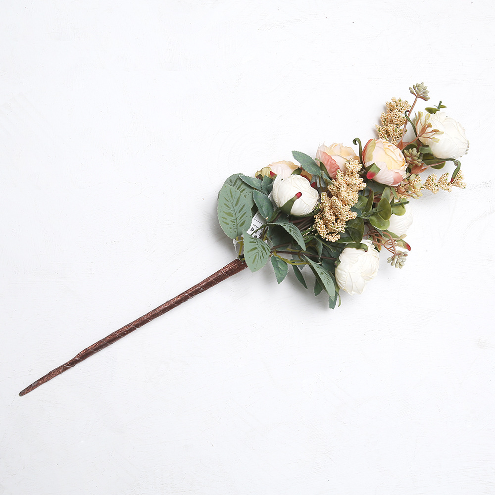 7 diamantes retro rosas frutas agujeros de alto nivel atmósfera flor de simulación decoración de la sala de estar props de disparo de boda