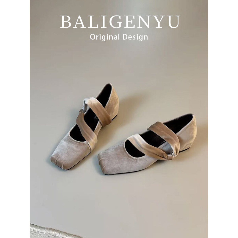 Sheepskin Version 5cm Hidden Heel Retro Lace-Up Mary Jane Shoes for Women, Shallow Square-Toe Flats, Elegant Ballet Shoes Sheepskin Version 5cm Hidden Heel Retro Lace-Up Mary Jane Shoes for Women, Shallow Square-Toe Flats, Elegant Ballet Shoes