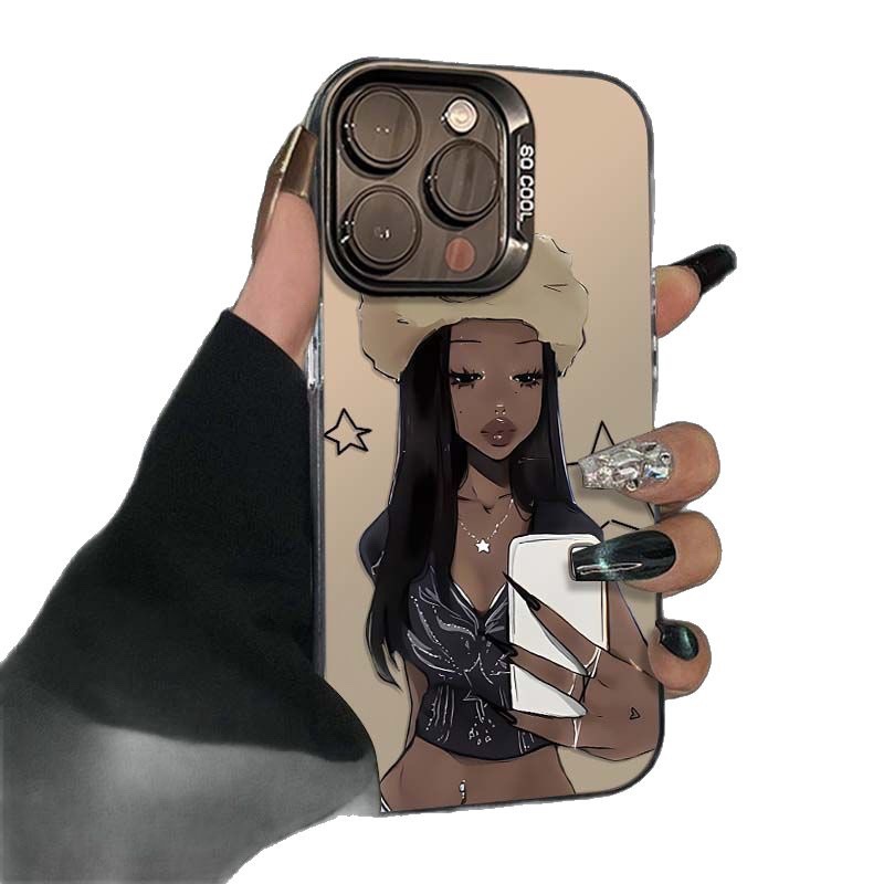 Funda para teléfono Apple 17 Promax con diseño de chica moderna, funda personalizada y energética, iPhone 16/15/14 text 13