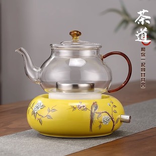 Electric ceramic stove mute complete kettle heat preservation tea glass tea stove lid accessories yellow cover