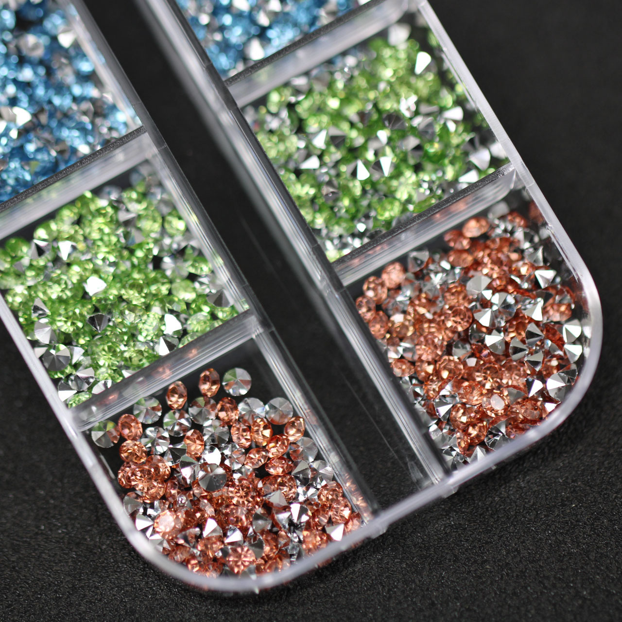 Colorful pointed-bottom rhinestones for nail art, popular online trend, sweet jelly-style press-on nails, gel nails, and nail accessories