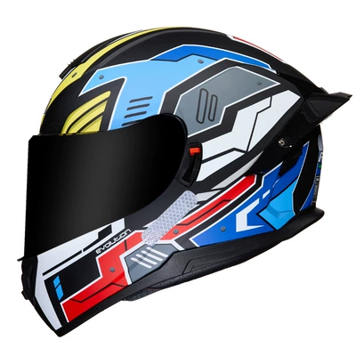 Motosiklet kaskı (dəbilqə) — helmet - colorful-mecha-tea-mirror-m