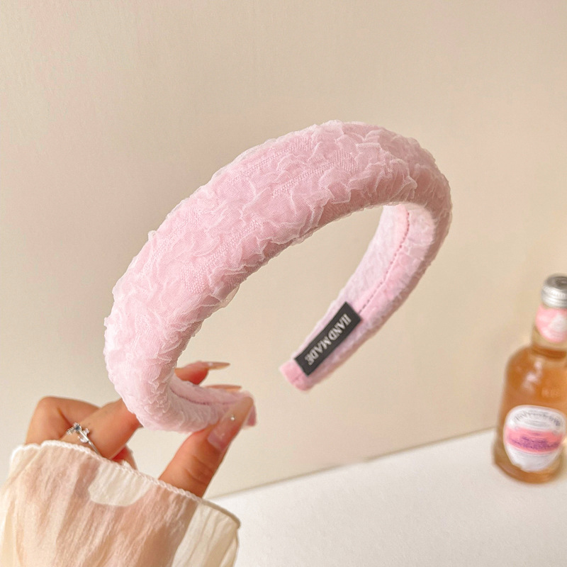 Pink Girl Hairband High Crane Top Headband 2025 nuevo estilo de alto nivel antideslizante de lavado de la cara red rojo amplio borde tarjeta de cabello