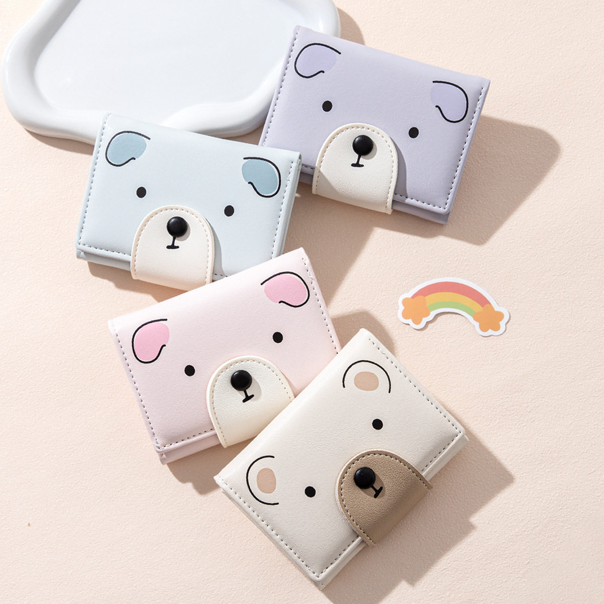 Cartera de dibujos animados lindos animales billetera niña bolsa de tarjetas de estudiantes osos tarjetas bancarias bolsa de tarjetas escolares