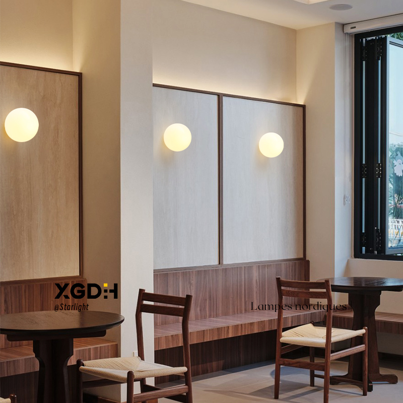 Lámpara de pared esférica dormitorio cabezal de cama sala de estar decoración entrada de pared lámpara de atmósfera de vidrio lámpara de pared escalera minimalista