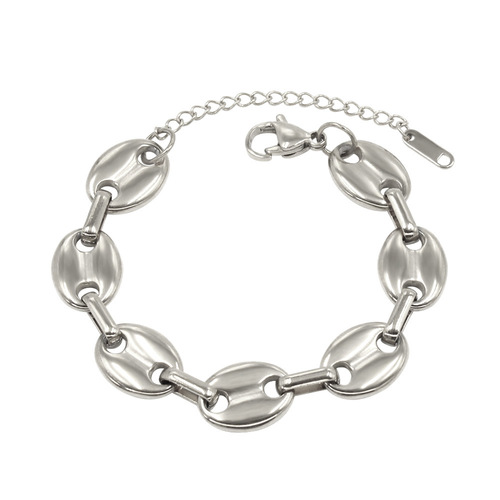 Fashionable stainless steel jewelry for men and women necklaces niche design pig nose chain coffee bean chain bracelet clavicle chain set