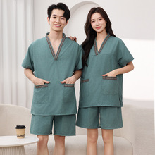 汗蒸服女浴衣套装家居睡衣情侣装洗浴桑拿服大码高档浴服男