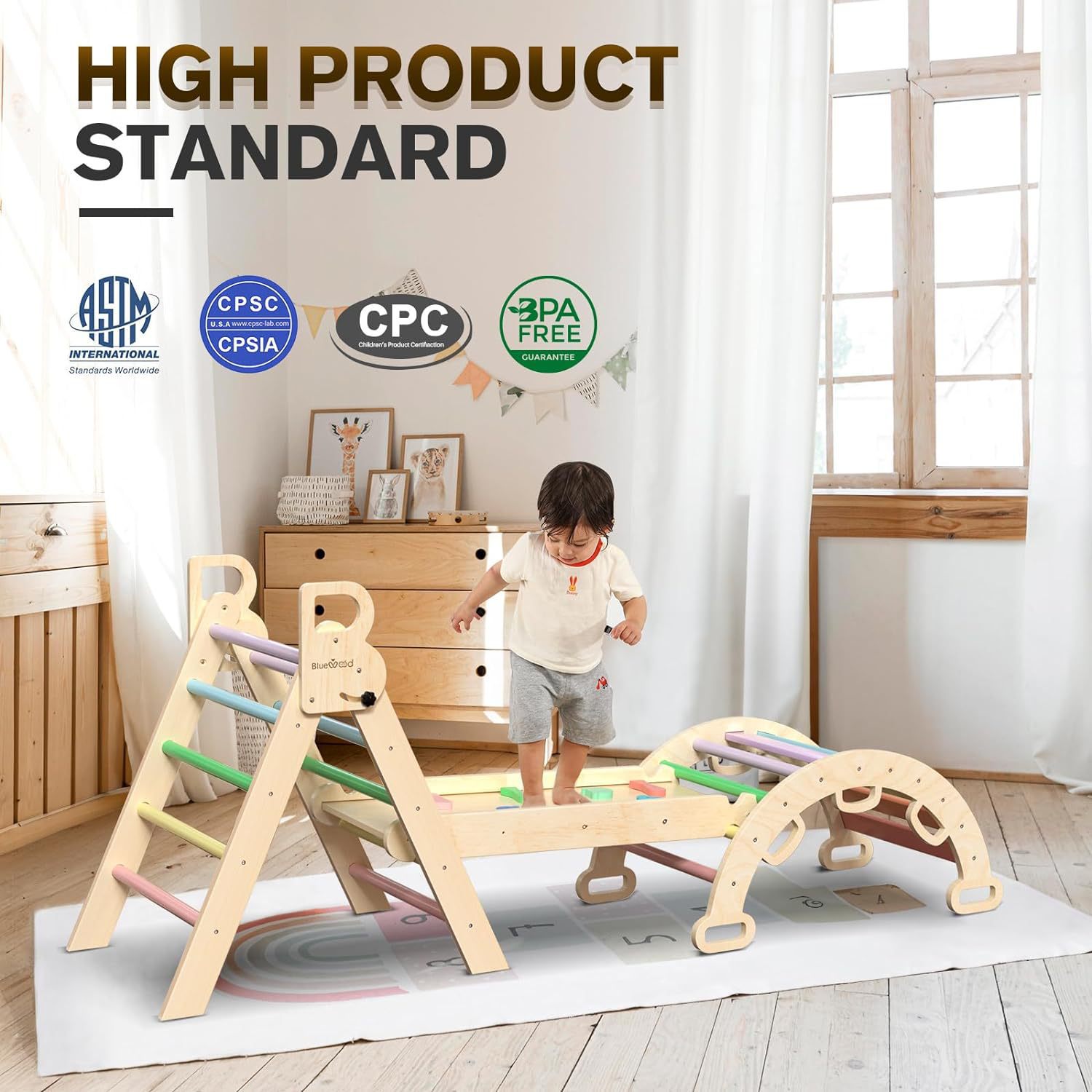 Madera interior infantil escalada infantil juguete de entrenamiento físico simple triángulo plegable entrenamiento sensorial