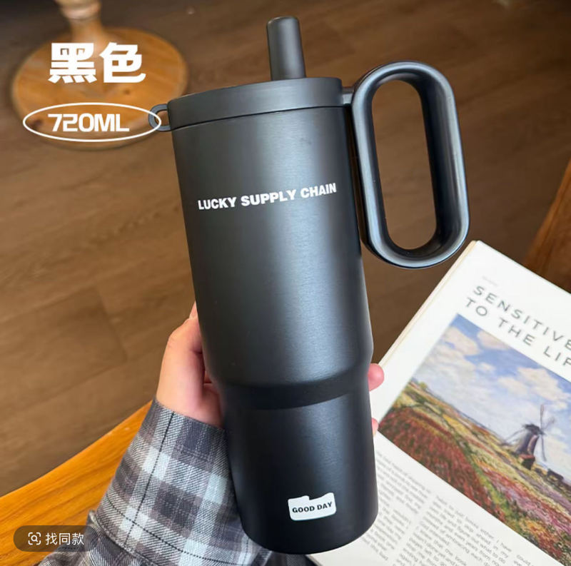 巨无霸冰霸杯高颜值316不锈钢保温杯女 带手柄车载吸管杯保温保冷|undefined
