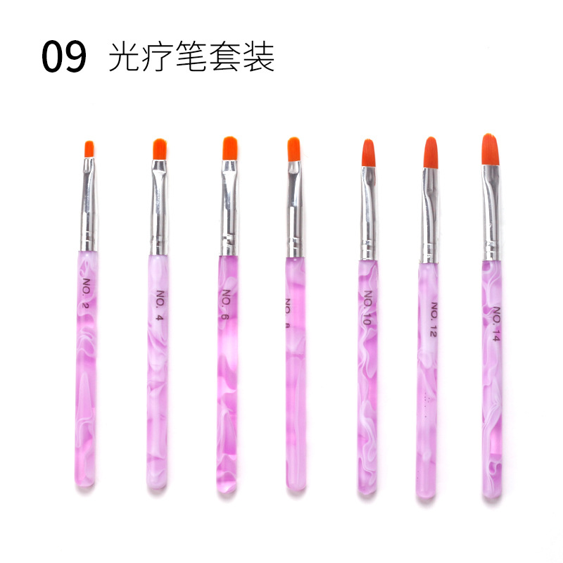 Cruz-frontera manicura 15 piezas conjunto pluma de fototerapia pluma de cristal pluma de silicona taladro de la pluma dibujo línea pintura cepillo colección
