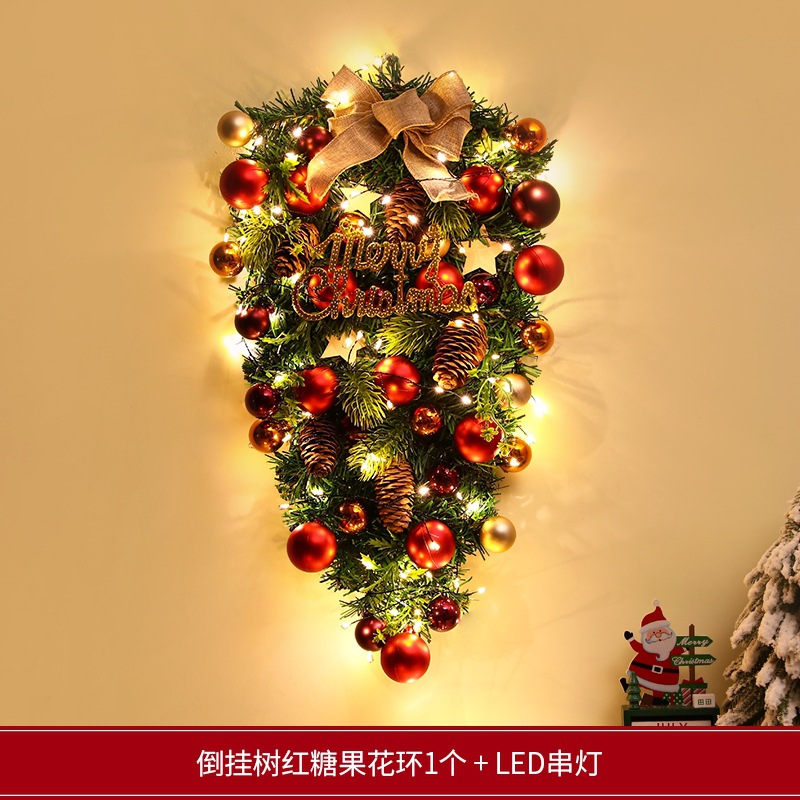 Decoraciones navideñas transfronterizas creativas guirnaldas navideñas puertas colgantes de caña ventanas atmósfera diseño de colgantes navideños