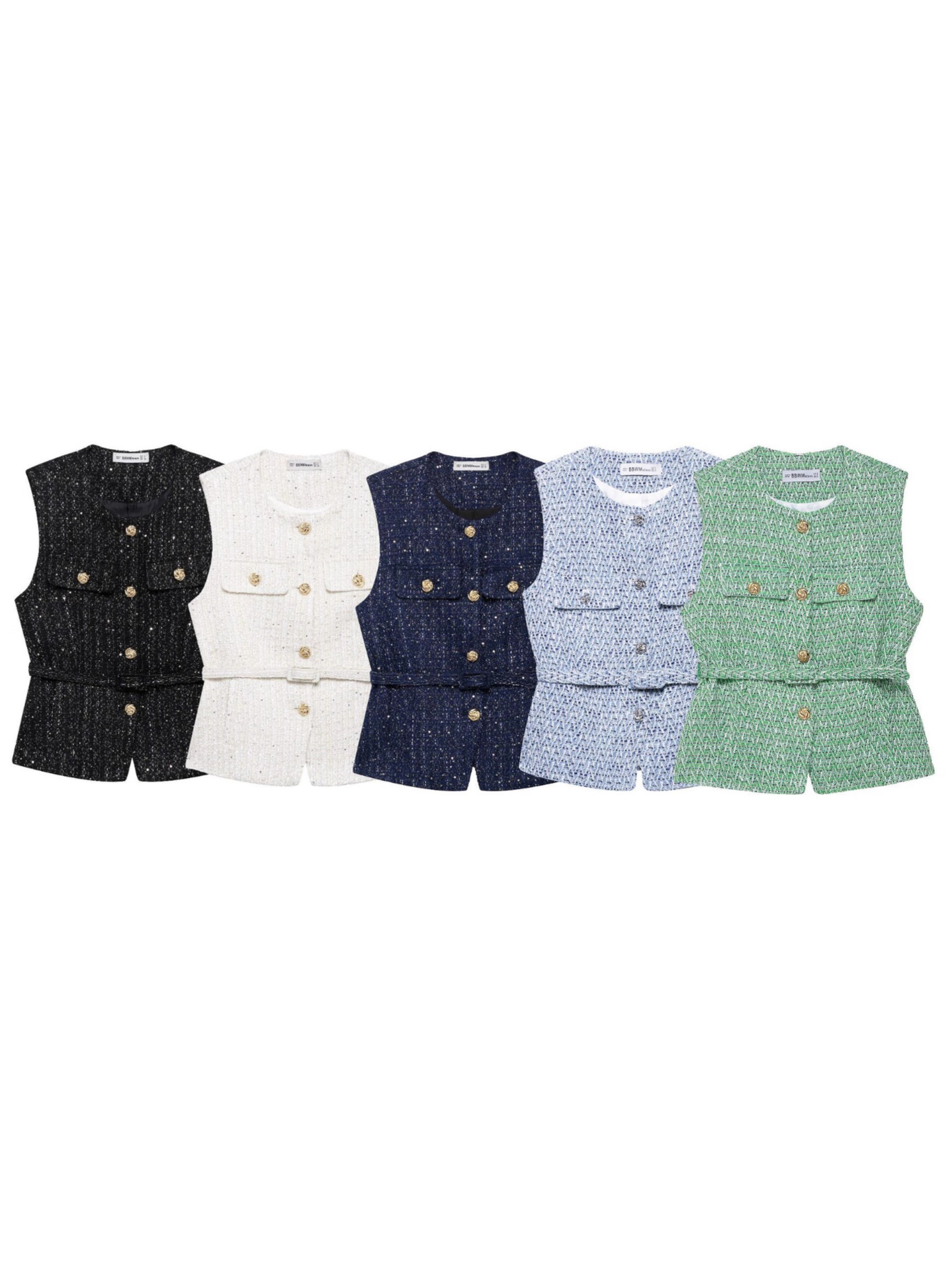 2025 primavera y otoño nuevos productos de ropa de mujer pequeña fragancia con cinturón de línea metálica temperamento chaleco chaleco image 2