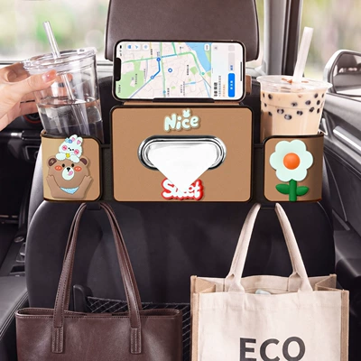 Car tissue box/set — Hanging Rear Storage Box - nice-bear-seat-4-in-1-storage-box-4th-generation-brown