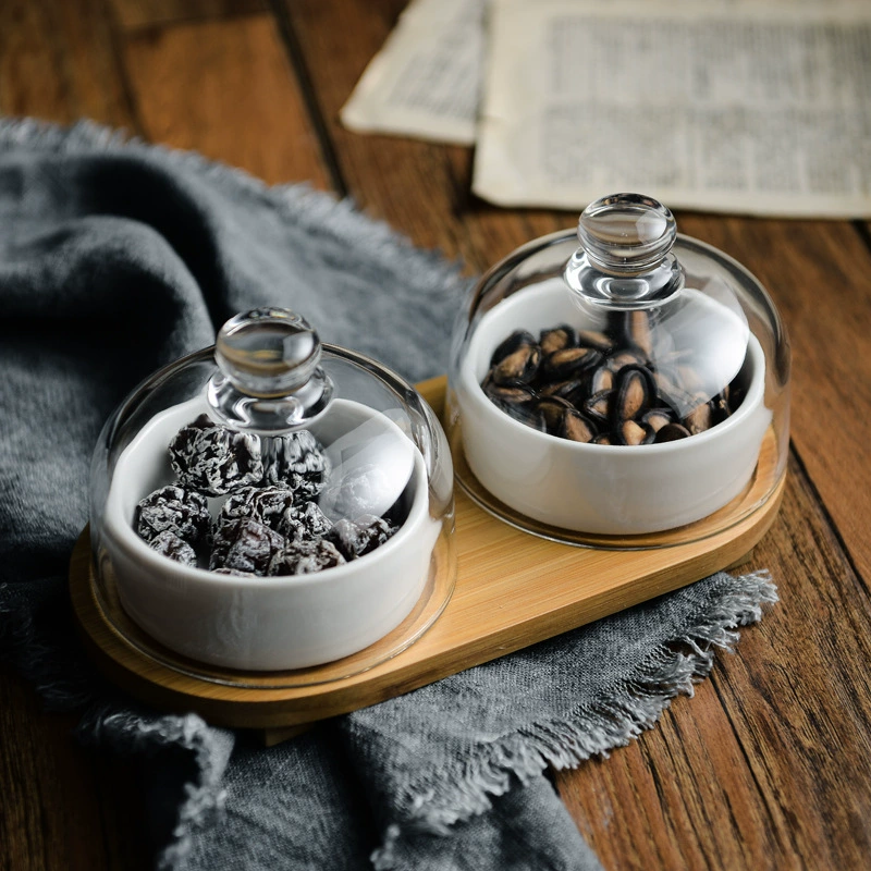 Керамическая димсам тарелка с крышкой Стеклянная крышка тарелка для салона красоты фруктовая тарелка послеобеденный чай выпечка миска офисная тарелка с фруктами