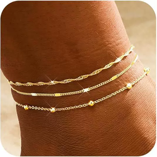 European and American Cross-Border Lip Chain Multi-Layered Anklet for Women, Fashionable and Versatile, High-End Metal Foot Jewelry Wholesale