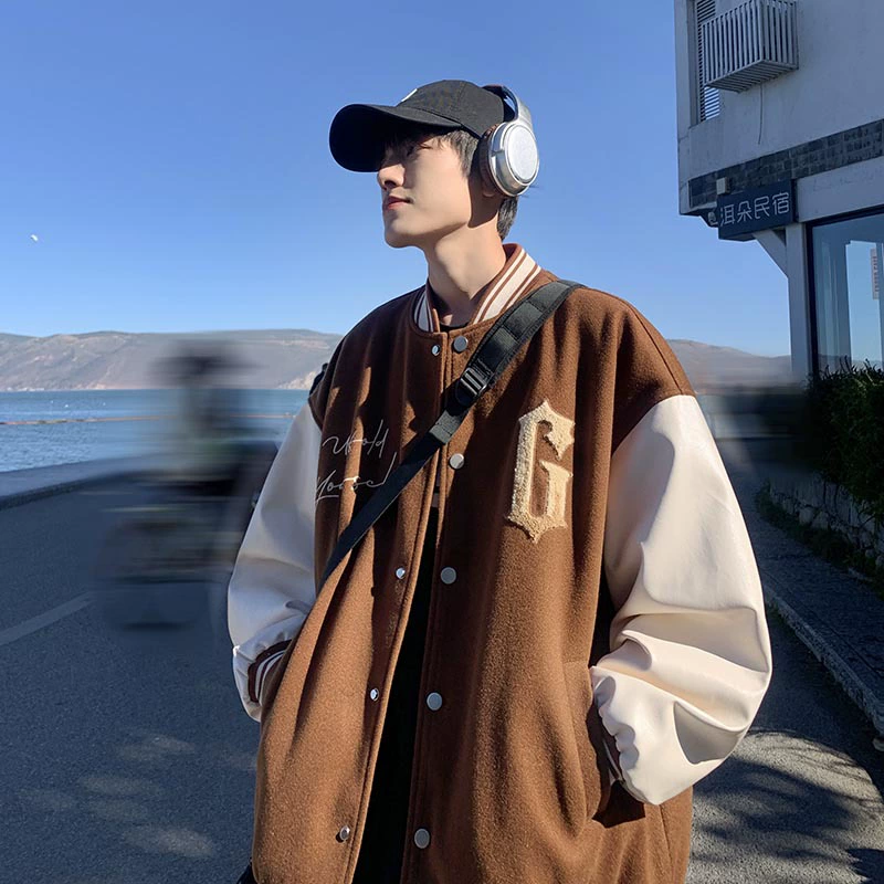MOYI Mo Yi UNFLUID2023 woolen PU stitching baseball jacket jacket jk28002