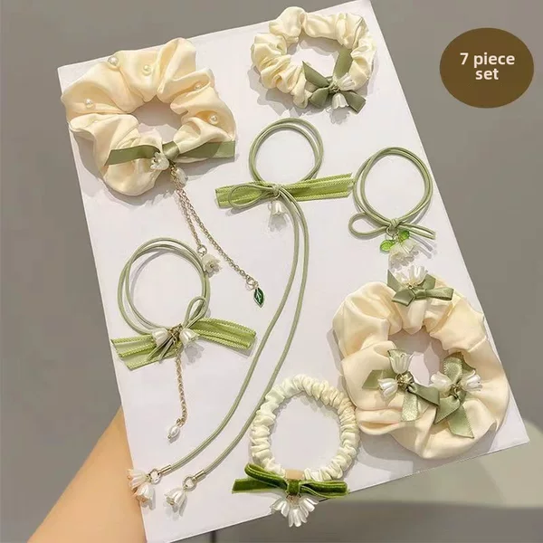 Set of Lily-Of-The-Valley Hair Ties, High Elasticity, Durable, Korean Style Hair Bands, Trendy New Style, Fresh and Stylish for Girls