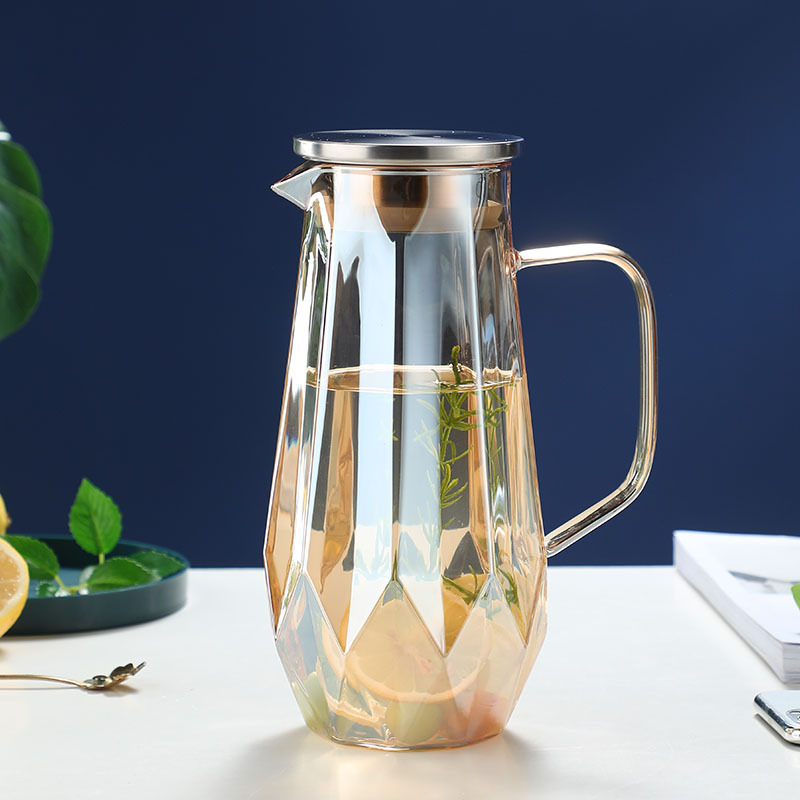 Jarra de agua fría de vidrio de gran capacidad, con asa, resistente al calor