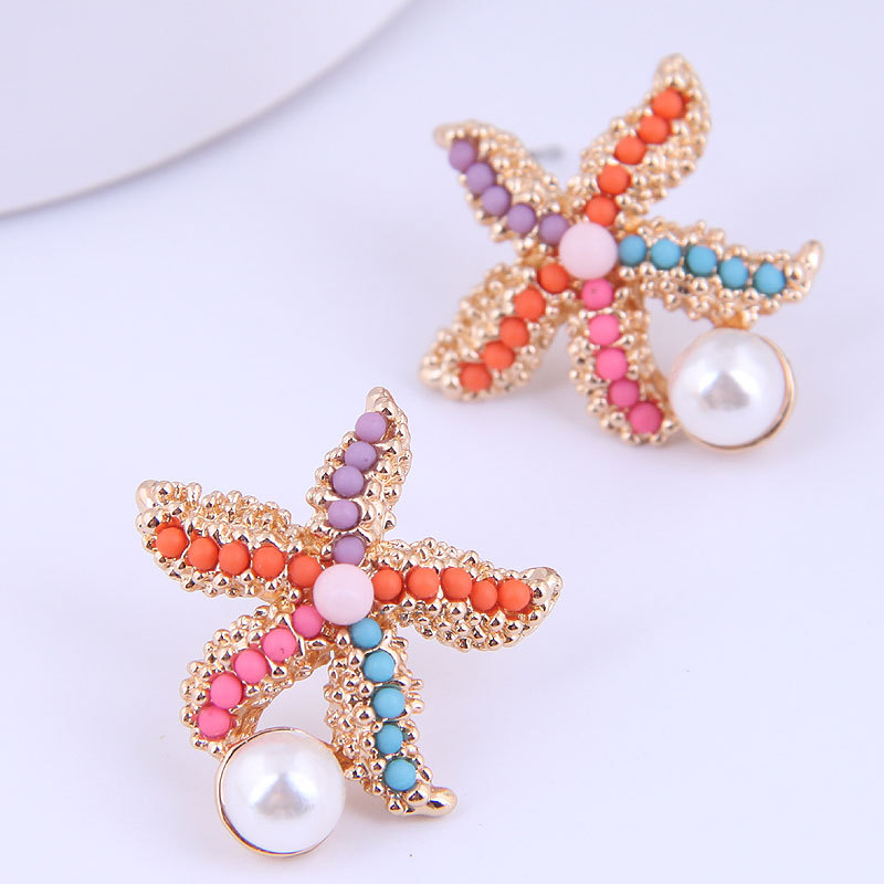 10g Weight Ear Studs Classification 1 Pair Quantity 1 Pair Retro Leaf Colorful Tree Alloy Women's Ear Studs