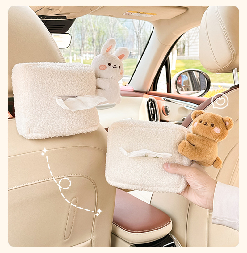 Car Tissue Box Creative Doll Doll Car Multi-function Hanging Tissue Cute Cartoon Car Tissue Box