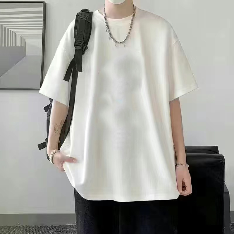 Verano nuevo estilo de seda de hielo tendencia camiseta suelta estilo de Hong Kong impresión cuello redondo camiseta de manga corta tendencia femenina todo fósforo camiseta fría