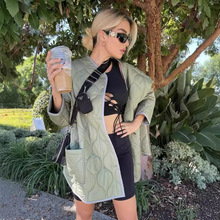 跨境女装2024秋季新款菱形格宽松时尚休闲棉衣长袖外套批发D79082