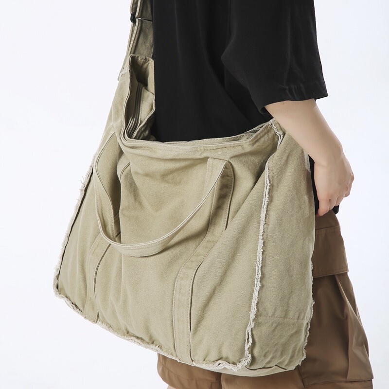 Special Wholesale Japanese Style Distinctive Rouge Washed Canvas Bag Simple Casual Messenger Bag College Student Handbag Crossbody Bag