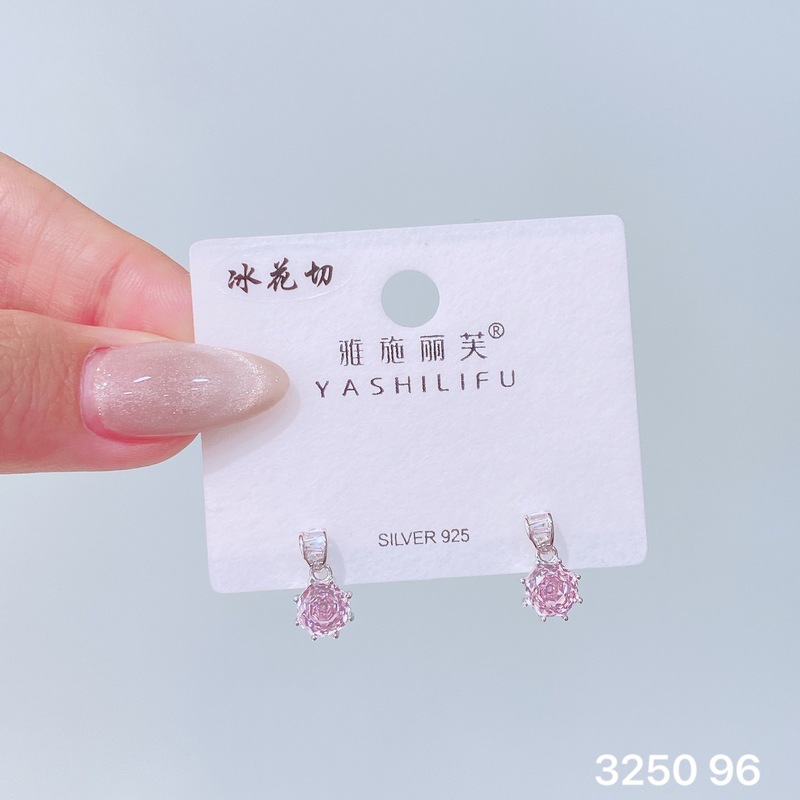 Yashilifu s925 スターリングシルバークロスボーダーホット輸入アイスフラワーカットイヤリング高級ハイエンド光沢のある女性のイヤリング新しい|undefined