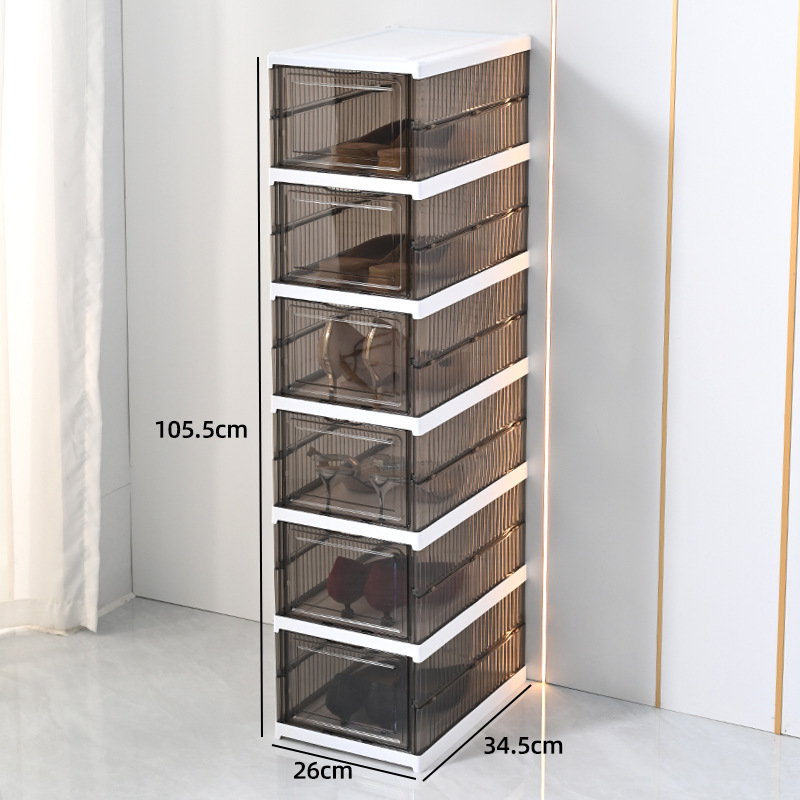 Caja de zapatos plegable sin instalación, caja de almacenamiento de zapatero de una pieza engrosada, armario de zapatos simple a prueba de polvo de plástico, armario de zapatos transparente de pared