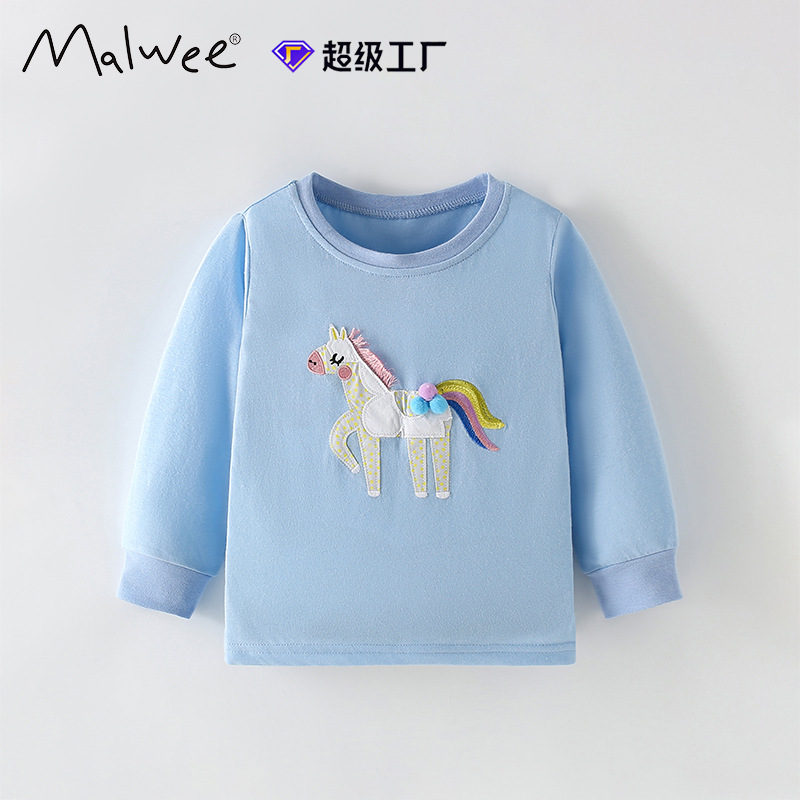 Camiseta de niña malwee transfronteriza otoño e invierno nueva camisa de manga larga para niños europeos y americanos