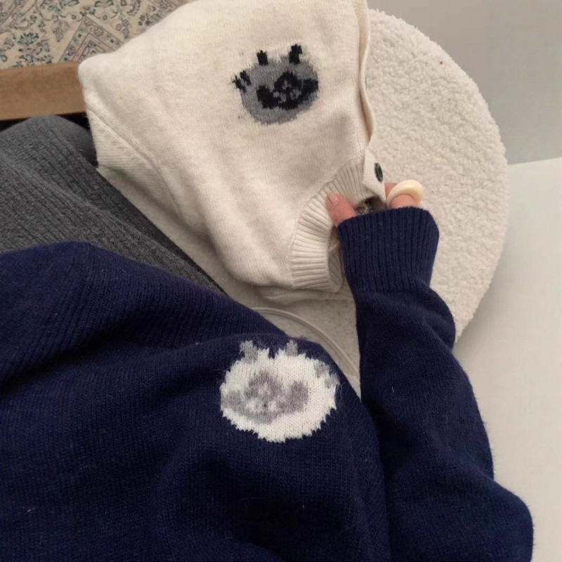小羊针织开衫 2025秋季新款 减龄设计感长袖宽松毛衣上衣女69028|undefined