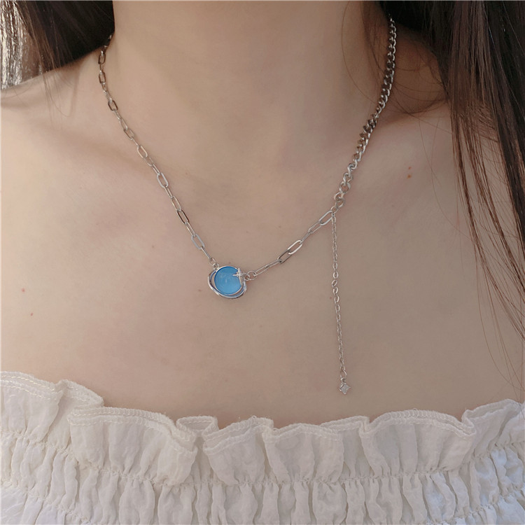 Fashion Heart Shape Titanium Steel Patchwork Pendant Necklace 1 Piece