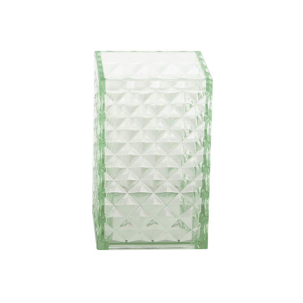 Cuarto de baño de plástico de cuatro piezas de diamante transparente Plaid fábrica al por mayor lavado baño enjuague bucal cepillo titular de cuatro piezas conjunto